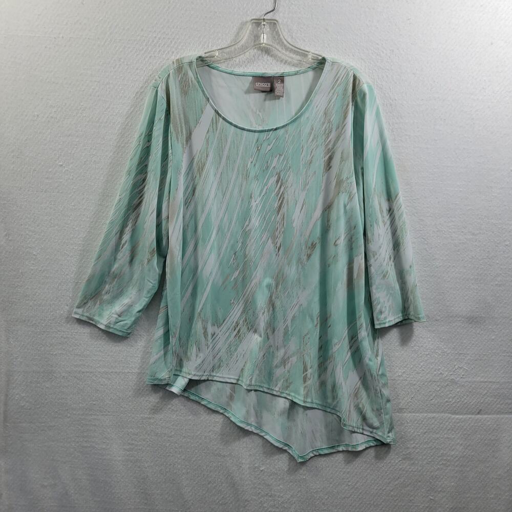 Chico's Green Women's Asymmetrical Tunic Blouse Size 2(M) 8724-0862